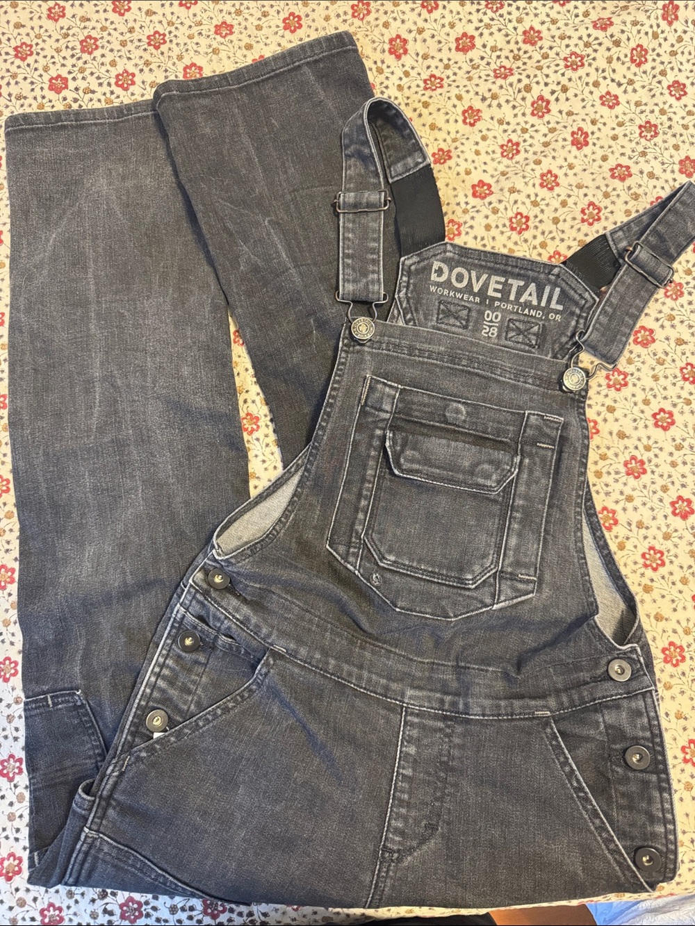 Women's Black Denim Overalls